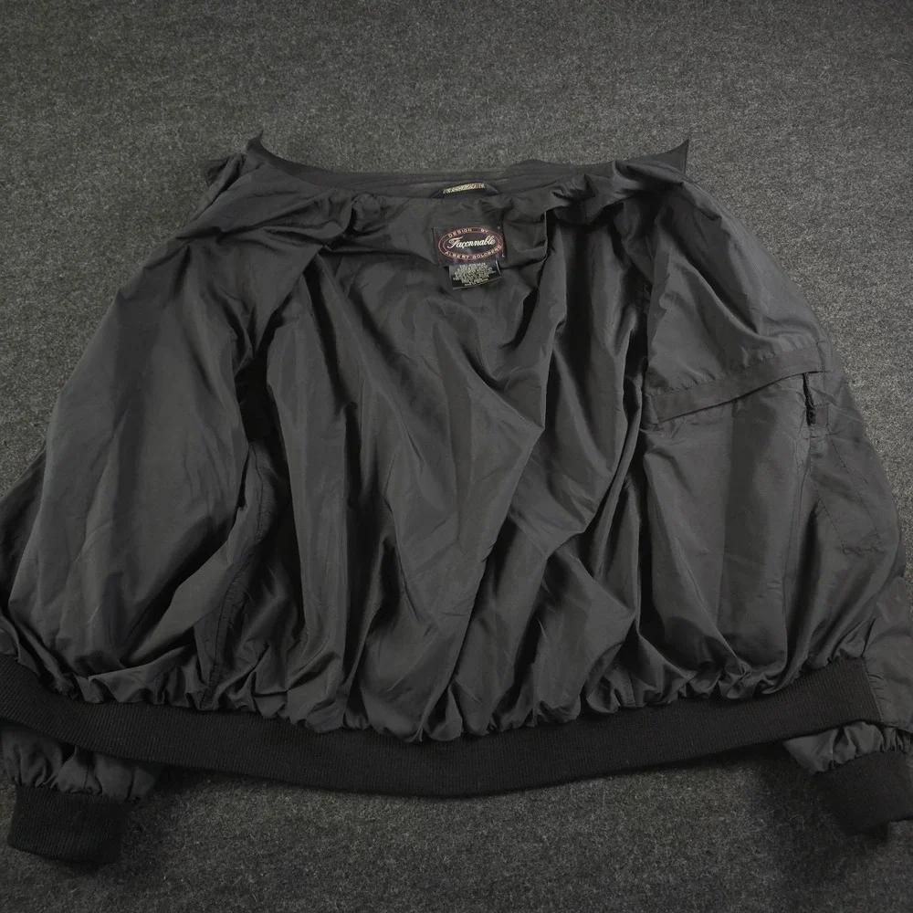 Vtg Faconnable Albert Goldberg Black Biswing Bomber Jacket Elbow Patches Men's L - Picture 2 of 16